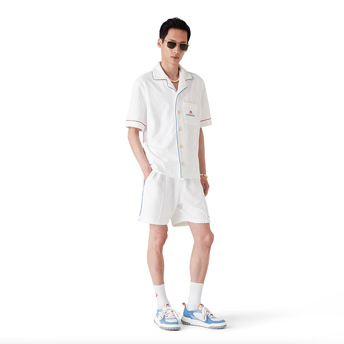 casablanca diamond jacquard camp collar short sleeve shirt